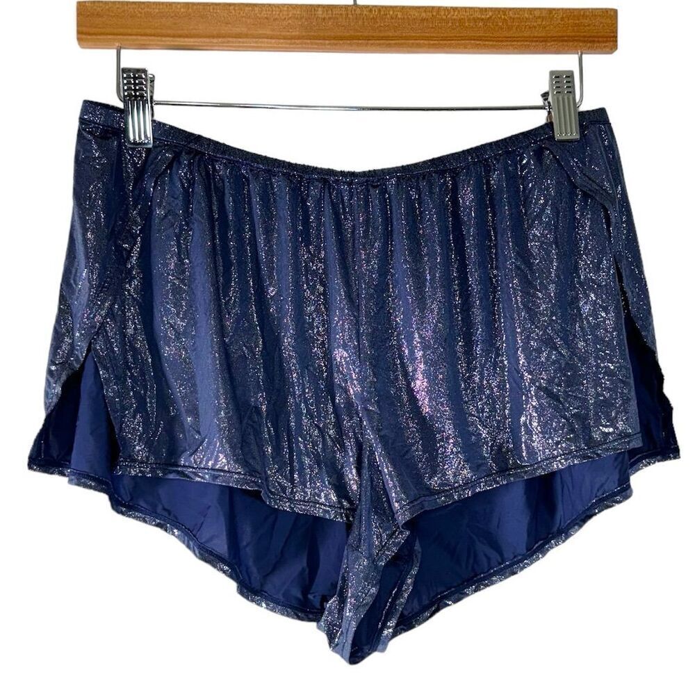Victoria's Secret Women's Metallic Blue Sleep Shorts Side Slits Size M